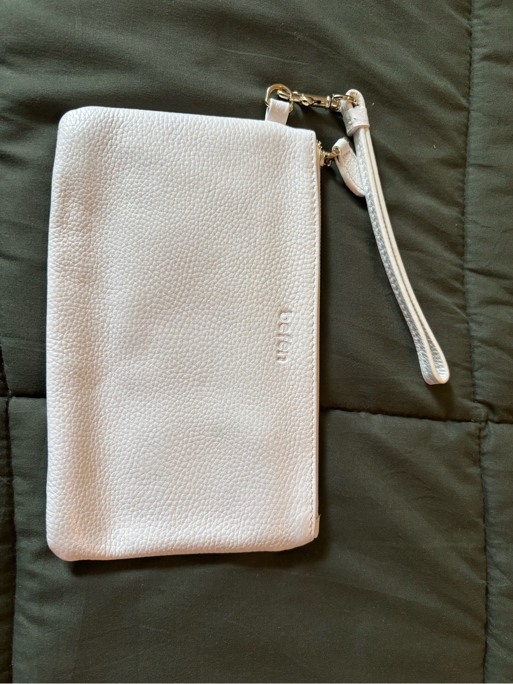 Coach White Pebbled Leather Wristlet with Detachable Strap